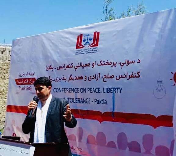 Rahmatullah Irfan one of Paktia Province’s civil society activists during his speech